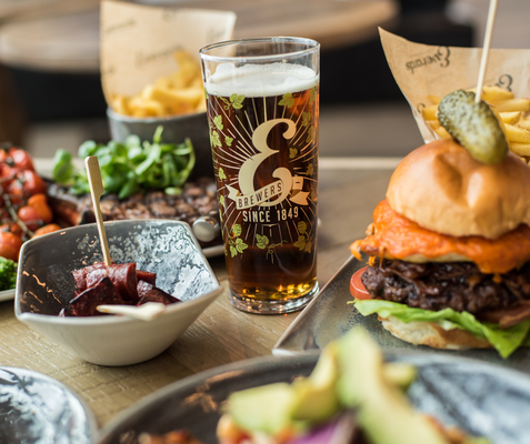 Burger and food in The Beer Hall